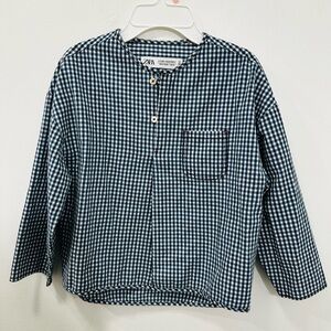 ITEM NOT AVAILABLE 
Zara Navy Checkered Button-Up Shirt and Shorts size 8